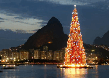 В Бразилии зажгли 80-метровую плавучую рождественскую ёлку